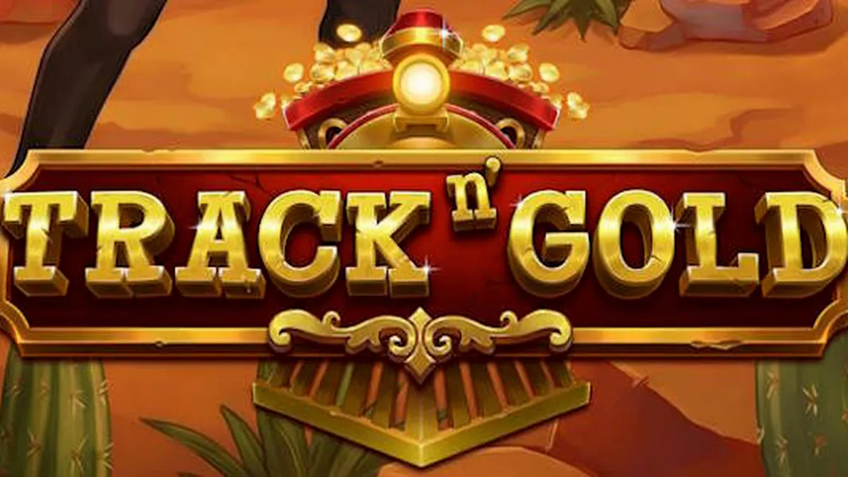 Track n’ Gold slot machine game interface featuring a train theme